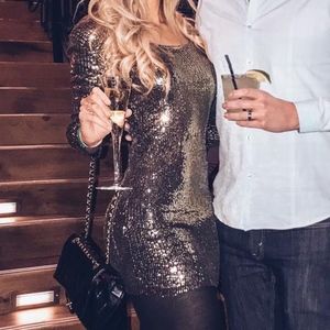 Sequin Long Sleeve Dress